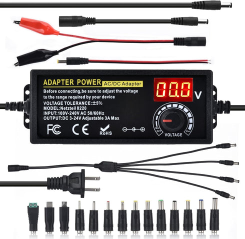 Amtake Universal Power Supply Adjustable 72w DC 3V ~ 24V Variable Switching 100V-240V