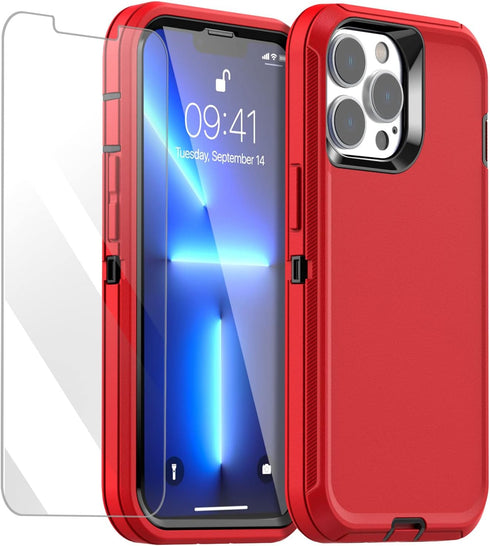 AICase iPhone 13 Pro Case (6.1") - Rugged, Heavy Duty, Shockproof, Dust Proof, with Glass Screen Protector.