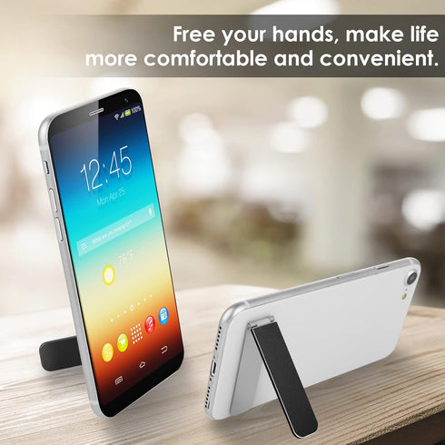 Ultra-Thin Adjustable Mini Alloy Cell Phone Holder, Portable Foldable Stand for Mobile Phone Tablet (Black)