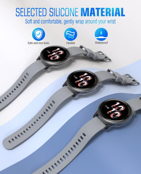 MoKo 18MM Gray Watch Band Compatible with Garmin Forerunner 255S/255S Music/Vivoactive 4S/Vivomove 3S/Venu 3S