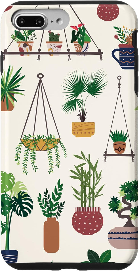 iPhone 7 Plus/8 Plus Boho Nature Art Case with Indoor and Outdoor Plant Illustrations