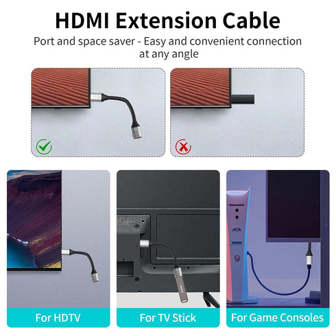 AIMHDUTY 8K, 1FT, PS5 PS4 HDMI Extension Cable HDMI Male to Female Adapter Extender Cord Compatible with Xbox Roku TV