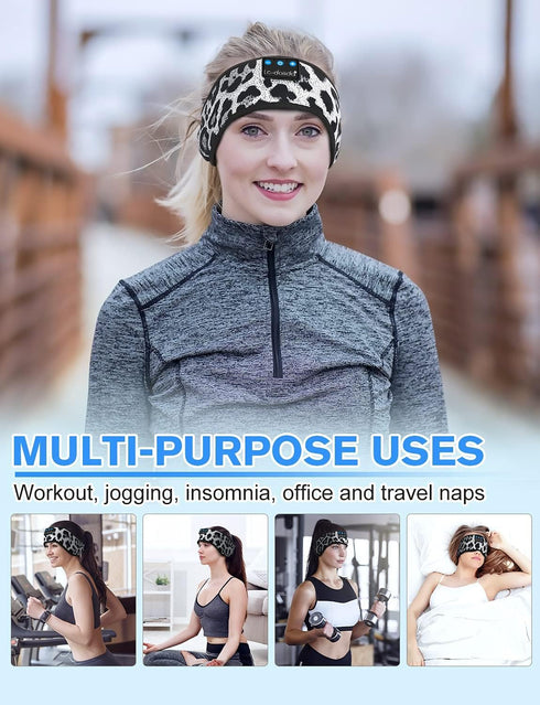 LC-dolida Bluetooth Sleep Headphones, Wireless Headband Earphones with Built-in Speakers for Side Sleepers, Gifts