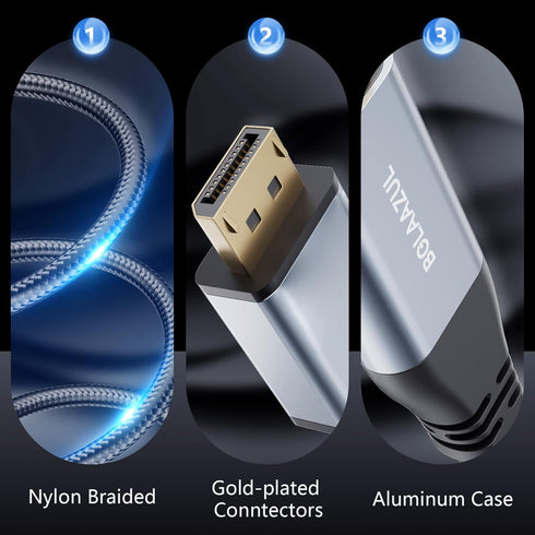 4K 6.6ft BolAAzuL HDMI to DisplayPort Cable - Unidirectional HDMI Source to Displayport Monitor Cable - USB