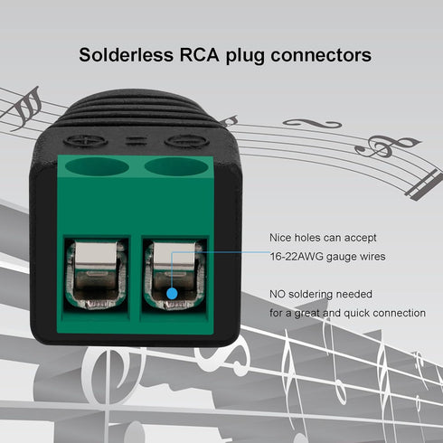 RCA to Speaker Wire Adapter, 10Pcs RCA to AV Screw Terminal Connector, Solderless Converter for Audio/Video