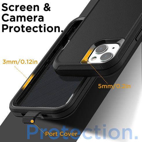 AICase iPhone 14 (6.1") Heavy Duty Case with Glass Screen Protector, Rugged Shockproof & Dust Proof Military Protection.