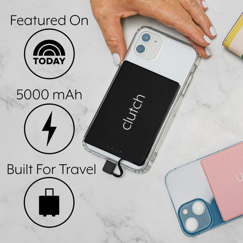 Clutch Pro USB-C Portable Charger 5000mAh, Magnetic Battery, Compatible with iPhone 15, 16 & Android Devices, TSA