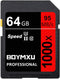 BOYMXU 64GB Memory Card, Professional 1000 x Class 10 U3, Compatible with Computers, Cameras, Camcorders, Up to 95MB/s,