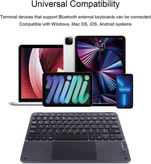 Ultra Slim Bluetooth Keyboard with Touchpad - Rechargeable Portable Wireless Keyboard for iPad, iPhone, Samsung, Android
