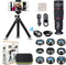 15 in 1 Universal Phone Camera Lens Kit, 18X Telephoto, Wide Angle, Macro, Fisheye, CPL/Flow/Star/Radial Filters