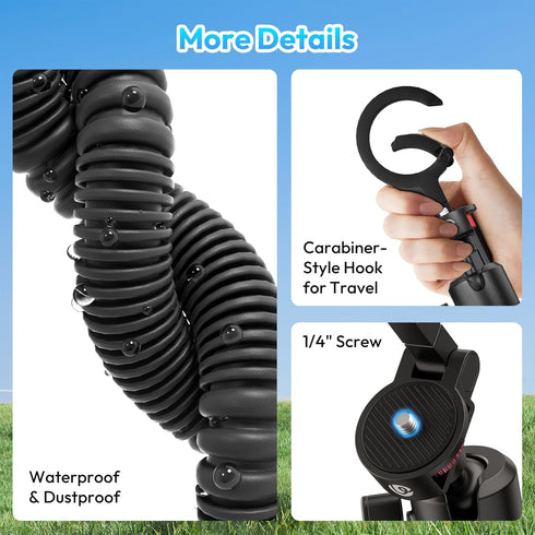 ULANZI MT30 17-12 1/4" Magnetic Flexible Tripod for iPhone Series with Thread, Mini Bendable Phone Holder Stand