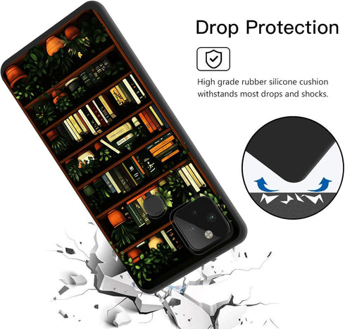 smauncucn 4a 4G 4a 4G,Bookshelf for Pixel Case,Premium TPU Ultra Thin Flexible Shock Absorbent Silicone Rubber