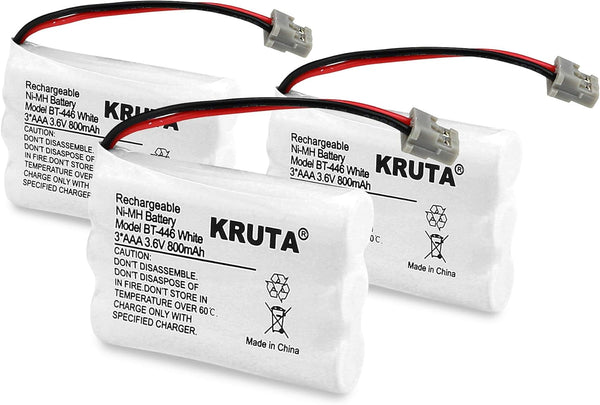 Kruta BT-446 Rechargeable Cordless Phone Battery, Pack of 3 for Uniden BT-446 BT446, BP-446 BP446