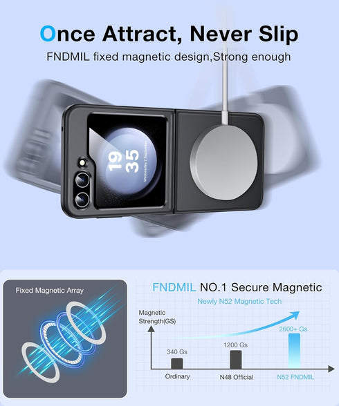 NO.1 Slim Hard Case for Samsung Galaxy Z Flip 5 - Translucent Matte, Anti-Fingerprint, Military Shockproof, Black,