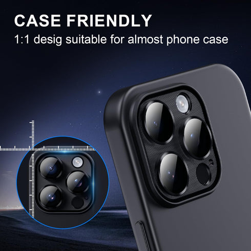 AFARER Camera Lens Protector for iPhone 16 Pro & Pro Max, Shockproof Aluminium Alloy & 9H Tempered Glass - 2PCS