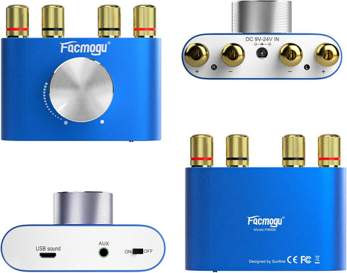 Facmogu F900S Mini Bluetooth 5.0 Digital Amplifier, 2 Channel 80W+80W HiFi Stereo Audio Amp, USB Sound Card Receiver