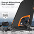 Annymall iPhone 13 Case (Black Orange) - Heavy Duty 3-Layer Shockproof Cover + 2 Screen Protectors for 6.1" Apple