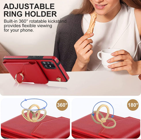 Asuwish Wallet Case for Samsung Galaxy A71 5G with Tempered Glass Screen Protector, RFID Blocking, Ring Stand, Credit
