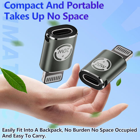 USB C to Lightning Adapter 20W PD Fast Charging Data Transfer, 2 Pack USB C Female to Lightning Male Adapter