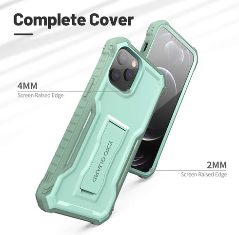 ExoGuard Compatible with iPhone 12 Pro Max Case, Rubber Shockproof Full-Body Cover with Built-in Screen Protector,