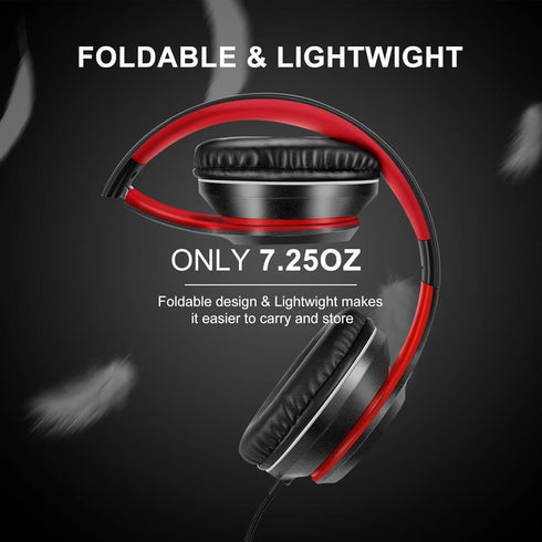 LORELEI X8 Over-Ear Wired Headphones with Microphone, Tangle-Free Nylon Line, Lightweight Foldable for Smartphone