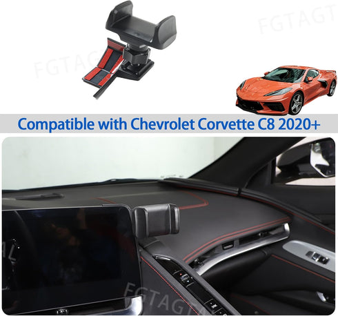 Car Phone Mount for Chevrolet Corvette C8 2020-2024, Center Console Navigation Screen Holder, Handsfree Stand - Style A