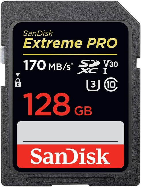SanDisk Extreme Pro Memory Card, Compatible with Nikon D3400, D3300, D750, 128GB SD 4K with Combo Reader