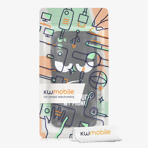 kwmobile TPU Silicone Case Compatible with Samsung Galaxy A03s, Soft Cover - Don't Touch My Phone (White/Black)