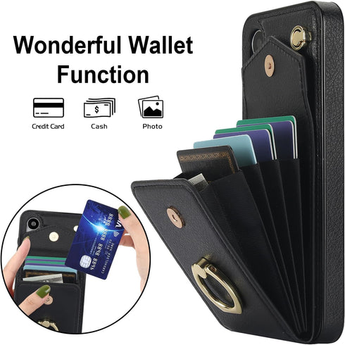 Asuwish Wallet Cover for Samsung Galaxy S24 Plus S24+ 5G, with Tempered Glass Screen Protector, RFID Blocking, Black