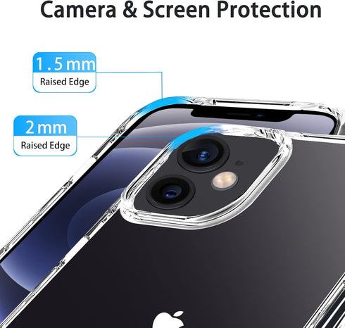 JJGoo Clear Shockproof Phone Case for iPhone 12 and 12 Pro, Slim Anti-Scratch Hard PC Back Cover