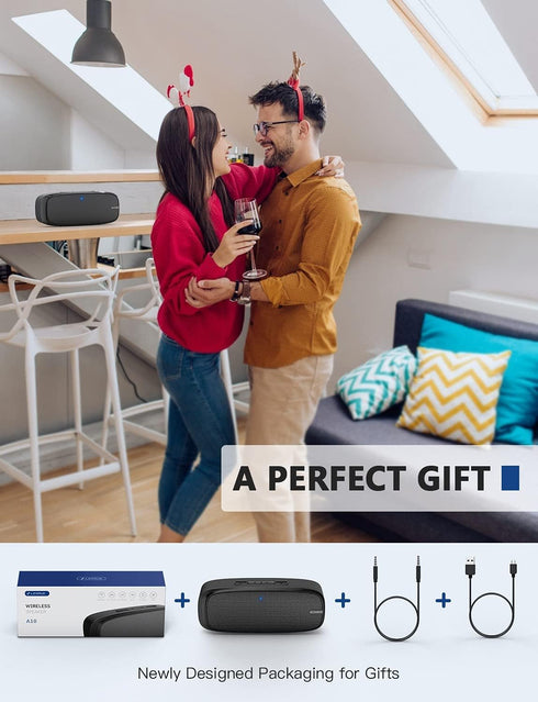 LENRUE Bluetooth Speaker, Wireless Portable Speaker with Loud Stereo Sound, 12-Hour Playtime, Built-in Mic for iPhone,