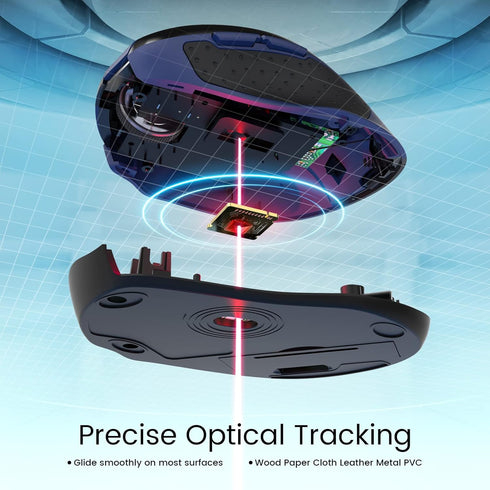 Wireless Mouse, D-09 Computer Mouse USB Cordless Mice for Laptop, 5-Level 2400 DPI, Portable for PC Mac