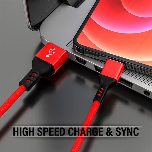 Apple MFi Certified iPhone Charger Cable 2 Pack, 6 FT Red, Fast Charging & Data Sync, Compatible with iPhone 14, 13,