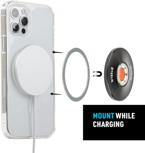 Nite Ize Steelie Orbiter Plus Magnetic Socket and Metal Ring - Sturdy Dashboard Mount for Cell Phone - Black