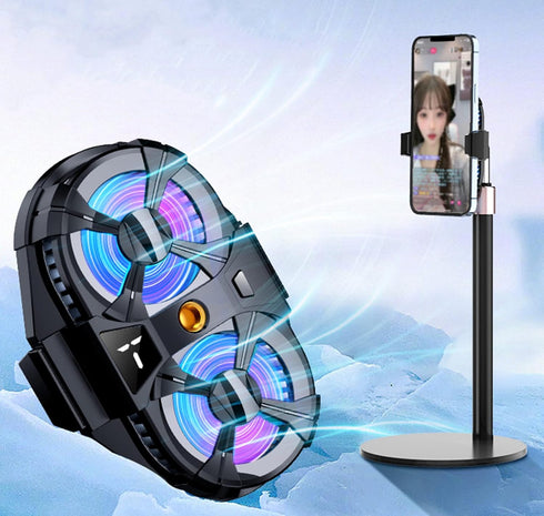 CellPhone Cooler Pad, Gaming Phone Cooling Fan for 2.63-3.46 inches iOS/Android, Black with Two Fans