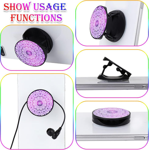 Honoson 9 Pieces Cell Phone Grip Holder, Colorful Self-Adhesive Finger Ring Sublimation Phone Holders for Smartphone