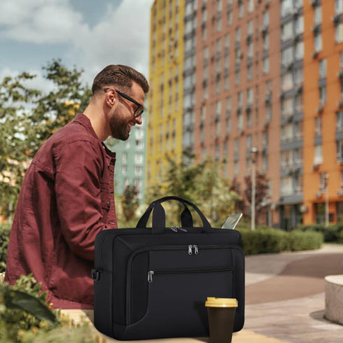 Laptop Bag 17.3 Inch Briefcase, Large Waterproof Case for Men Women Business Office Work, Adjustable Shoulder Messenger