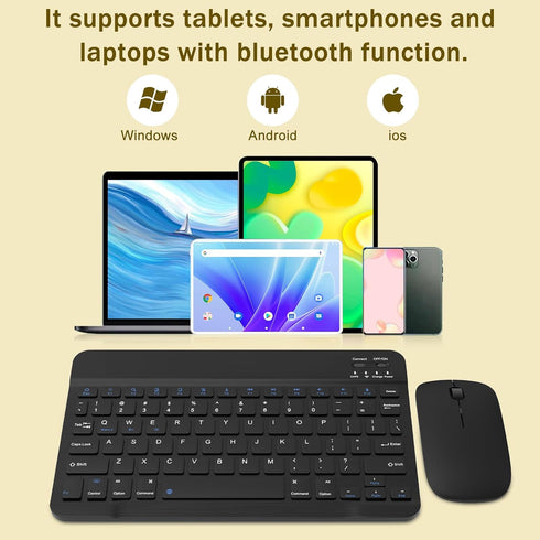 GOGARA Set Set Rechargeable Bluetooth Keyboard and Mouse Combo, Universal Ultra-Slim Wireless Keyboard Mouse