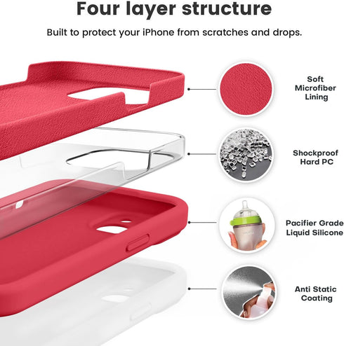 Vooii iPhone 15 Plus Case, Red Upgrade Liquid Silicone with Enhanced Camera Protection and Soft Anti-Scratch Lining