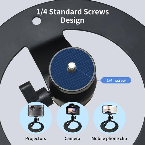 Tonalee 360 1/4" Projector Stand Table Tripod: Ballhead Angle Degree Adjustable with Screw for Most Projectors Webcams