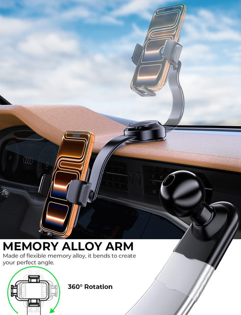 YYBS 360 17 4-7inch Car Dashboard Phone Holder for Windshield - Tesla Touch Screen Phone Mount with Adjustable Aluminum