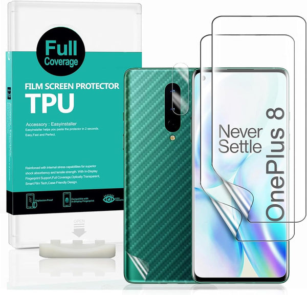 Ibywind Screen Protector for OnePlus 8 (2 Pcs) with 1Pc Camera Lens Protector & 1Pc Back Film, Flexible TPU, Bubble Free