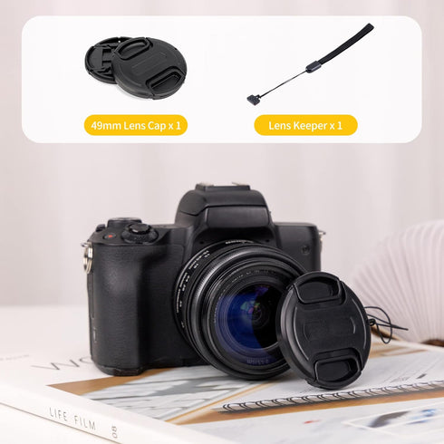 49mm Center Snap-on Lens Cap JJC Camera Front Cover for Canon Nikon Fujifilm Sony Olympus Panasonic