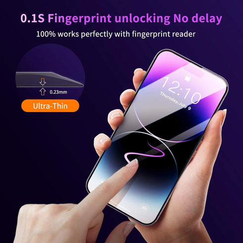 MOCOLL iPhone 14 Screen Protector - Military Grade Tempered Glass, Full Coverage, Scratch Resistant, 2 Pack, Drop