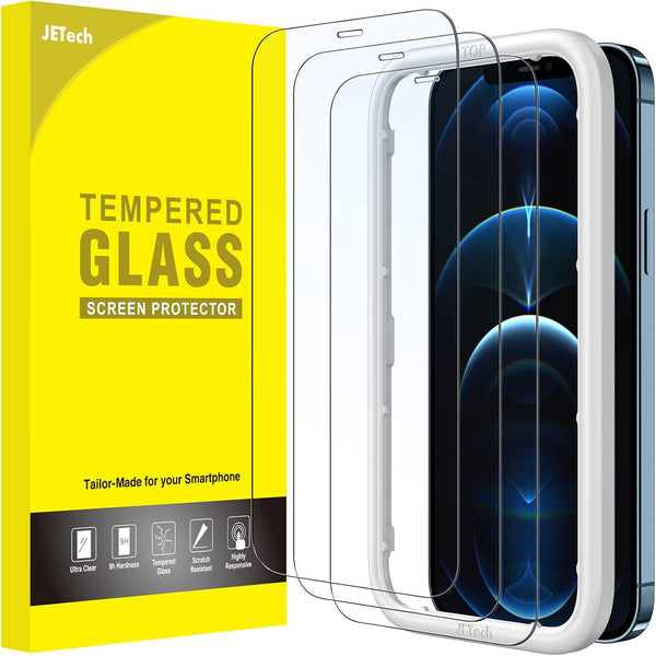 JETech Full Coverage Screen Protector for iPhone 12 Pro Max 6.7-Inch, 3-Pack Tempered Glass with Easy Installation Tool