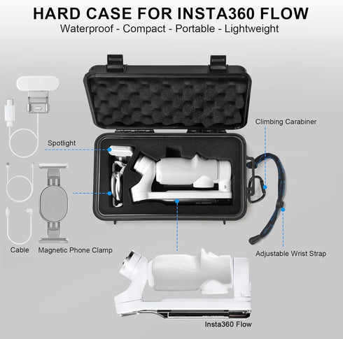Lekufee Portable Waterproof Hard Case for Insta360 Flow Pro/Insta360 Flow Gimbal Stabilizer and Accessories (Case Only)