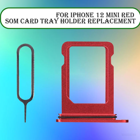 Single Red SIM Card Tray Holder for iPhone 12 Mini US Version, Replacement Adapter with SIM Ejector, A2176 A2398 A2399