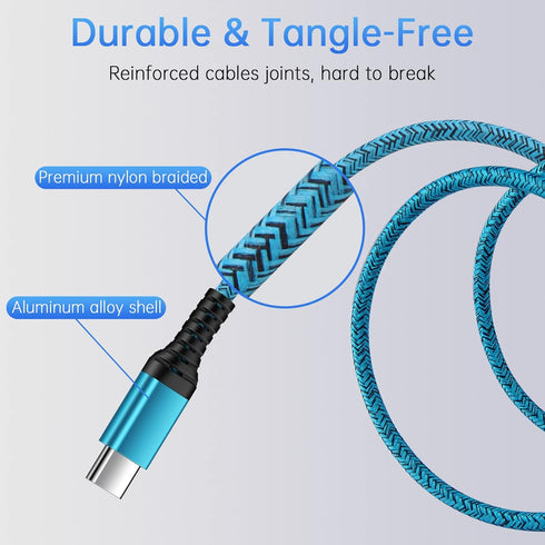 USB A to USB C Charger Cable Long 10FT/3Pack for Car, Fast Charging for iPhone 15/15 Pro/15 Pro Max/15 Plus, Android