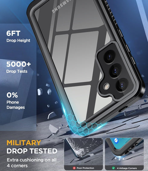 IP68 Waterproof Dustproof Case for Samsung Galaxy S24 - Shockproof with Screen Protector for Galaxy S24 (Black)
