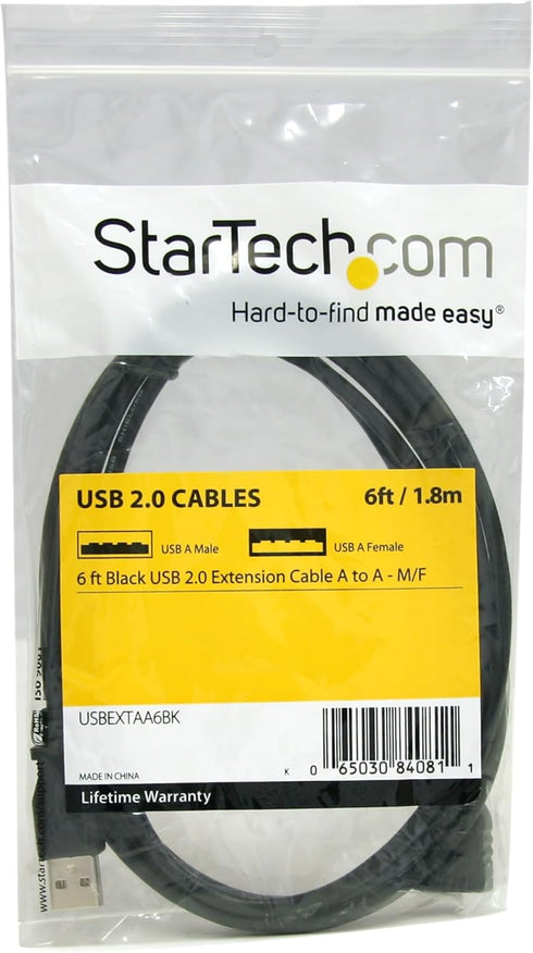 6 Ft Black USB 2.0 Extension Cable - Type A Male to Type A Female, M/f, 6ft